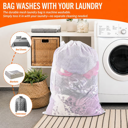 Polecasa Extra Heavy Duty Diamond Mesh Laundry Bag, 24x36", White
