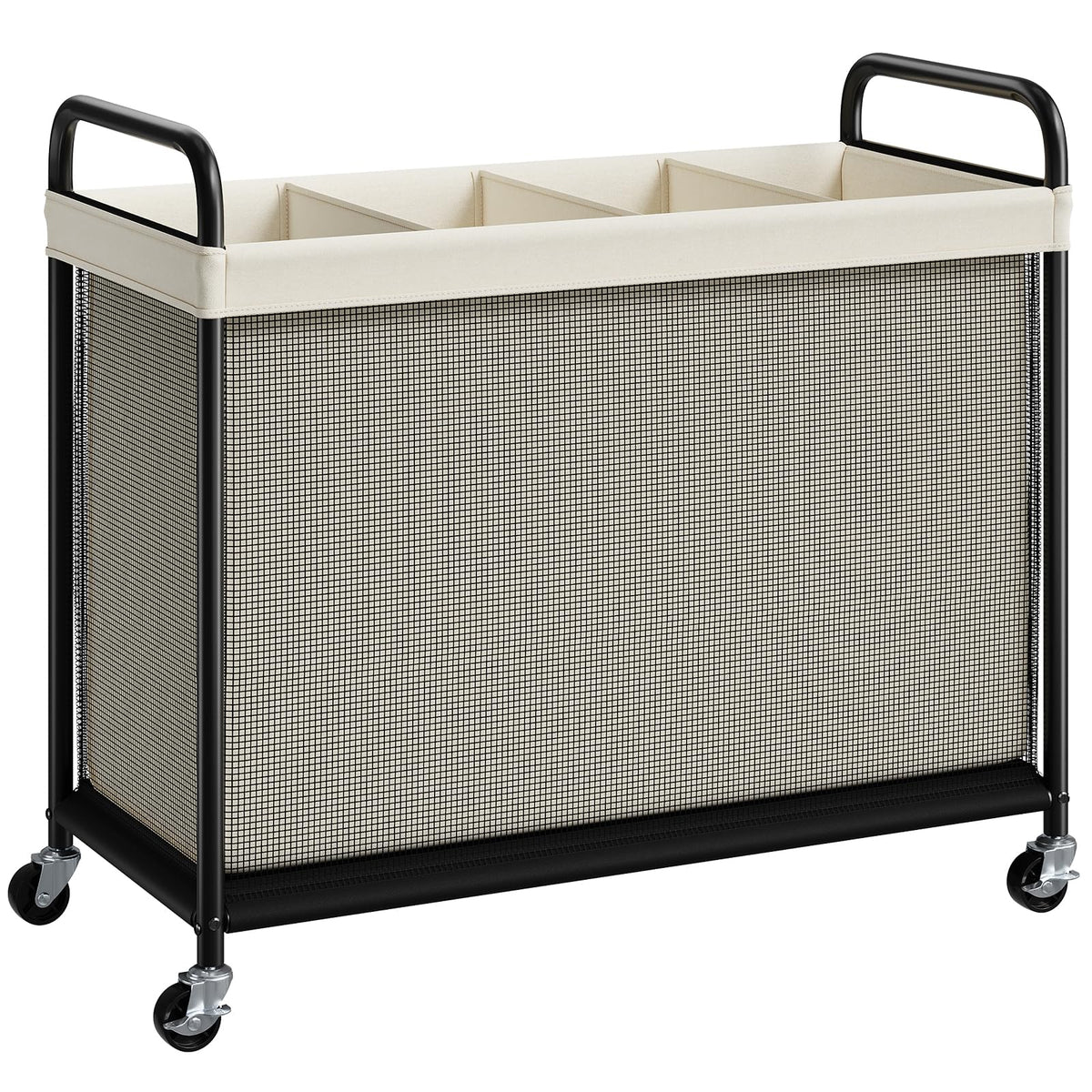 ELYKEN Laundry Hamper 2 Section, 100L Rolling Laundry Sorter with Wheels
