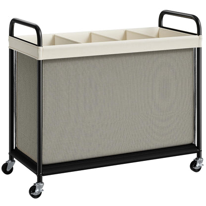 ELYKEN Laundry Hamper 2 Section, 100L Rolling Laundry Sorter with Wheels
