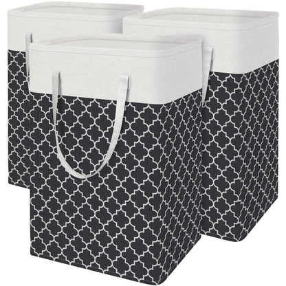 BlissTotes 3-Pack Laundry Basket, Collapsible Laundry Hamper, Grey, 75L