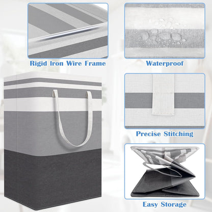 BlissTotes 3-Pack Laundry Basket, Collapsible Laundry Hamper, Grey, 75L