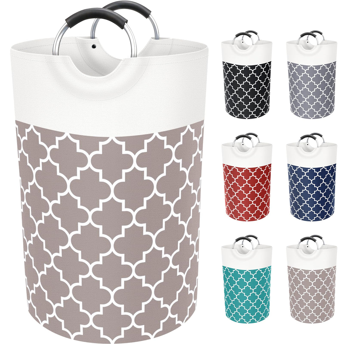 Large Laundry Basket 82L Tall Collapsible Hamper with Handles for Dorm Grey