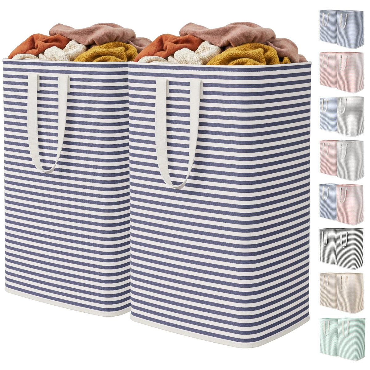 Lifewit 80L Large Laundry Baskets, Laundry Hampers Bags, 2 Pack, Grey&Blue