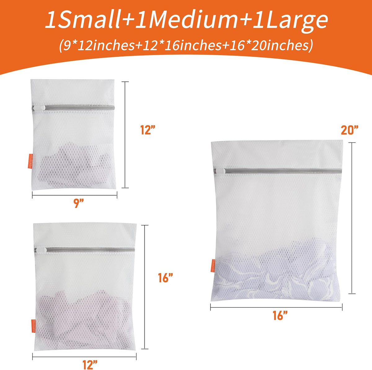 Polecasa Diamond Mesh Laundry Bags 3 Pack (Large, Medium, Small)