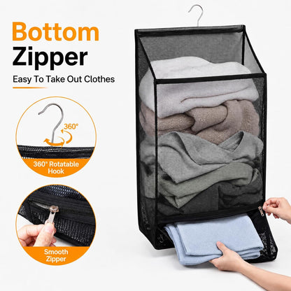 2 Pack Hanging Foldable Mesh Laundry Hamper