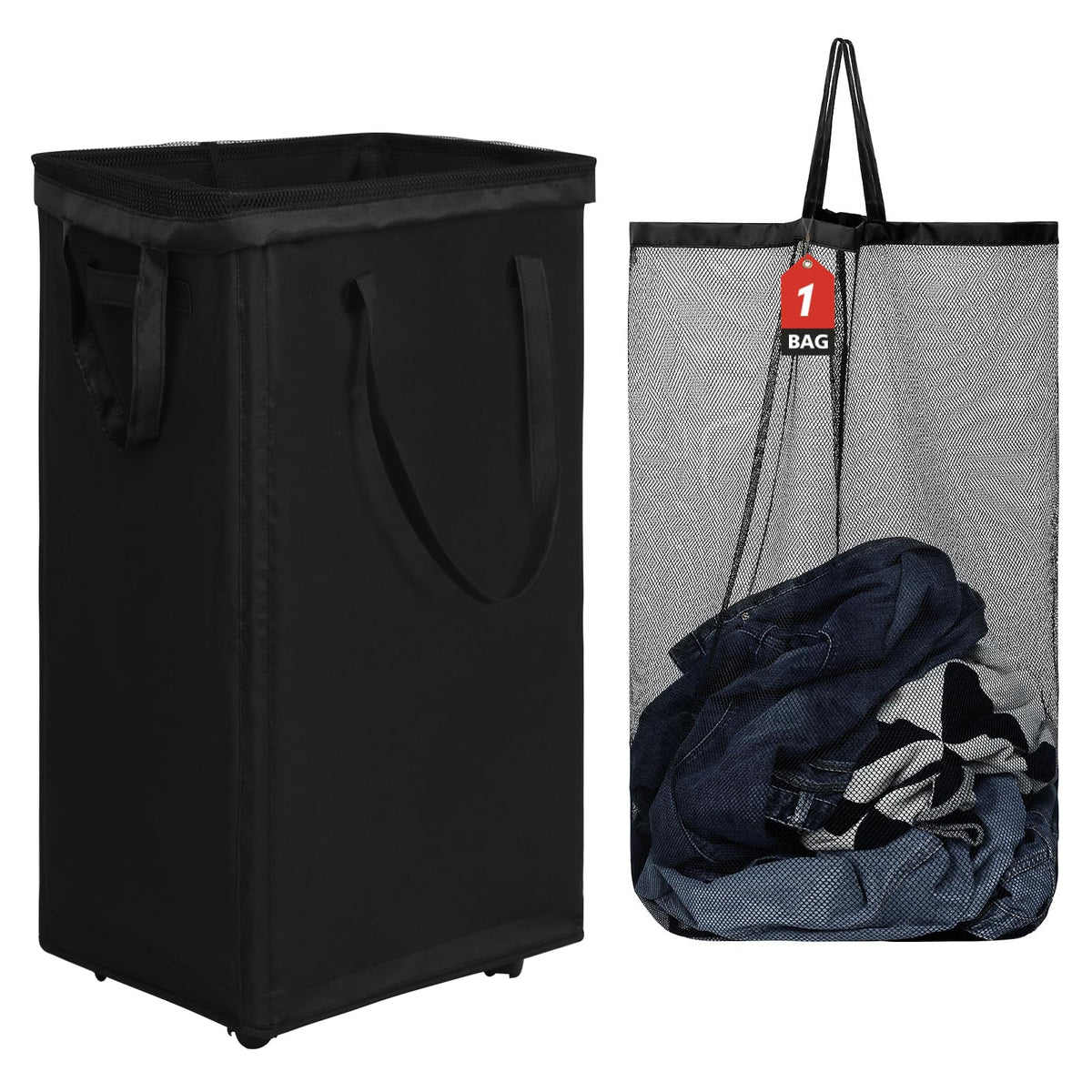DOKEHOM 70L Enlarged Slim Rolling Laundry Basket Hamper on Wheels, Grey
