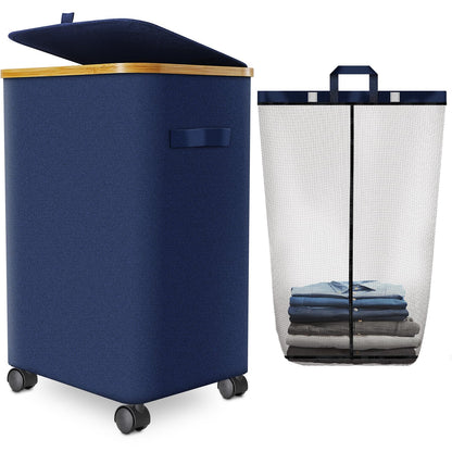 Laundry Hamper with Wheels, 75L Rolling Laundry Basket with Lid