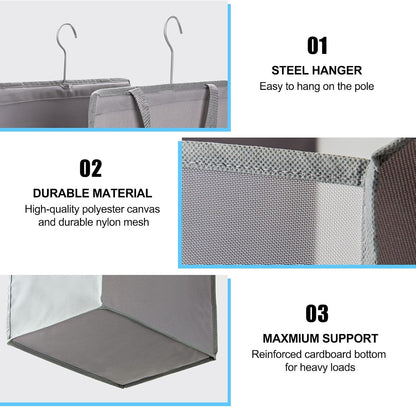 FENTEC Hanging Laundry Hamper，2 Pack Grey Hanging Laundry Basket