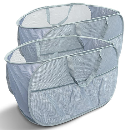 Pop Up Laundry Hamper 2 Pack with Handles & Side Pockets