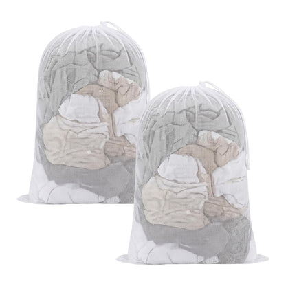 2 Pack Large Mesh Laundry Bags Black 23.6x35.4 Inch
