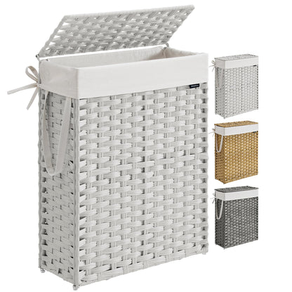 SONGMICS Laundry Hamper with Lid, 23.8 Gal (90 L) Synthetic Rattan,Foldable