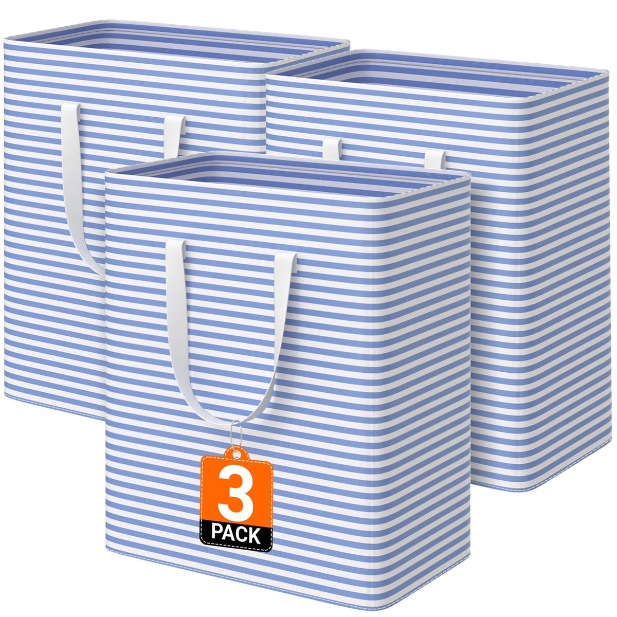 3-Pack Laundry Basket, Collapsible Laundry Hampers, 75L, Gray