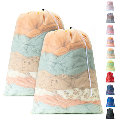 2 Pack Mesh Travel Laundry Bag 24" x 36"Extra Large Dirty Clothes Organizer