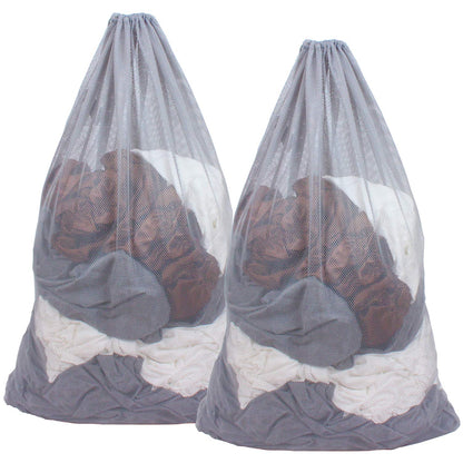 2 Pack Mesh Laundry Bags 24 x 36 Inches Drawstring Bag Black