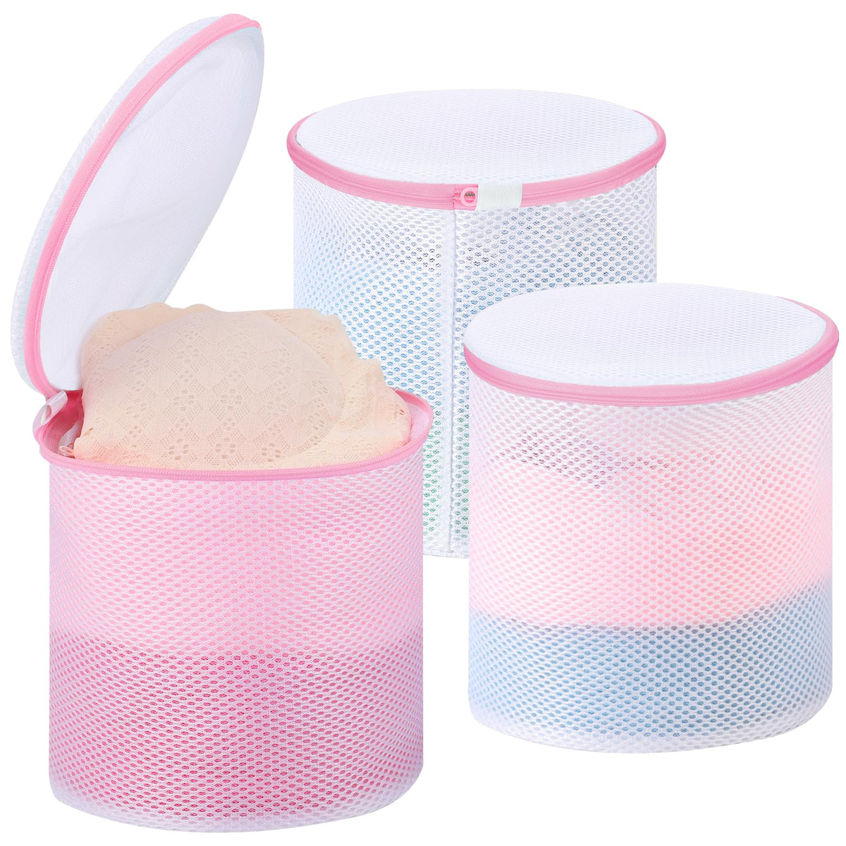 Dntorx 3 PCS Lingerie Bags for Washing Delicates, Bra Wash Bags Grey Zipper