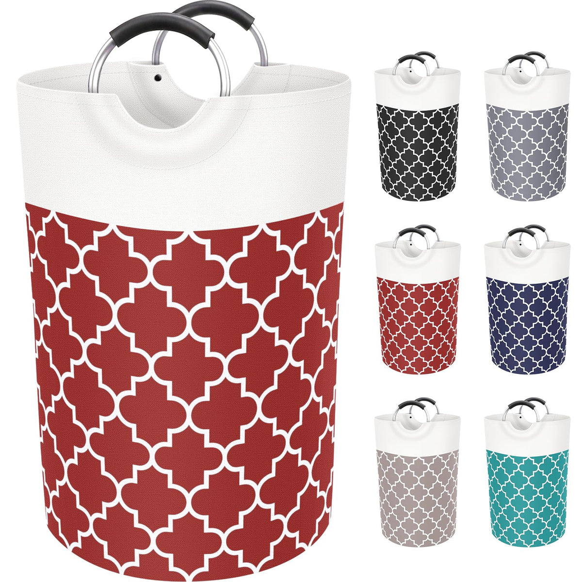 Large Laundry Basket 82L Tall Collapsible Hamper with Handles for Dorm Grey