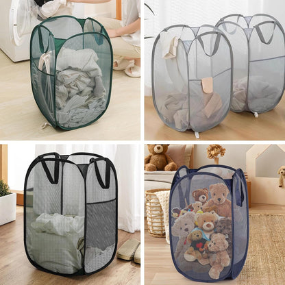 4Pcs Pop Up Laundry Basket Set, Collapsible Pop Up Hamper in 4 Colors, Mesh Laundry Basket for Home, Dorm, Travel & Storage