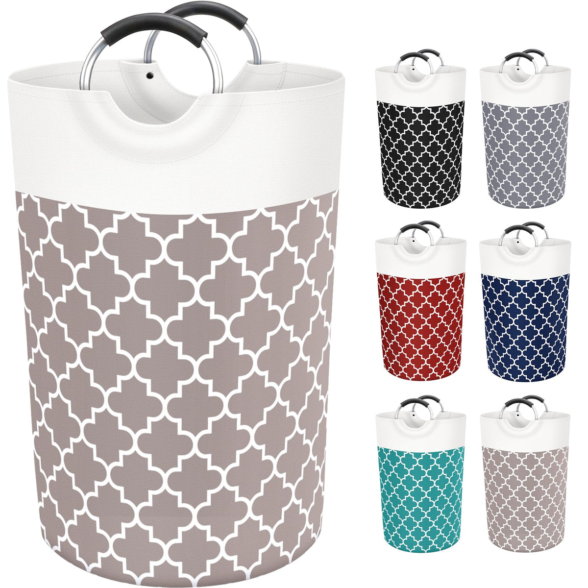 Large Laundry Basket 82L Tall Collapsible Hamper with Handles for Dorm Grey
