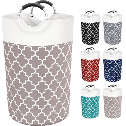 Large Laundry Basket 82L Tall Collapsible Hamper with Handles for Dorm Grey