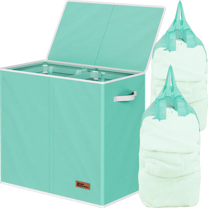 Simple Houseware Double Laundry Hamper with Lid & Removable Bags, Black