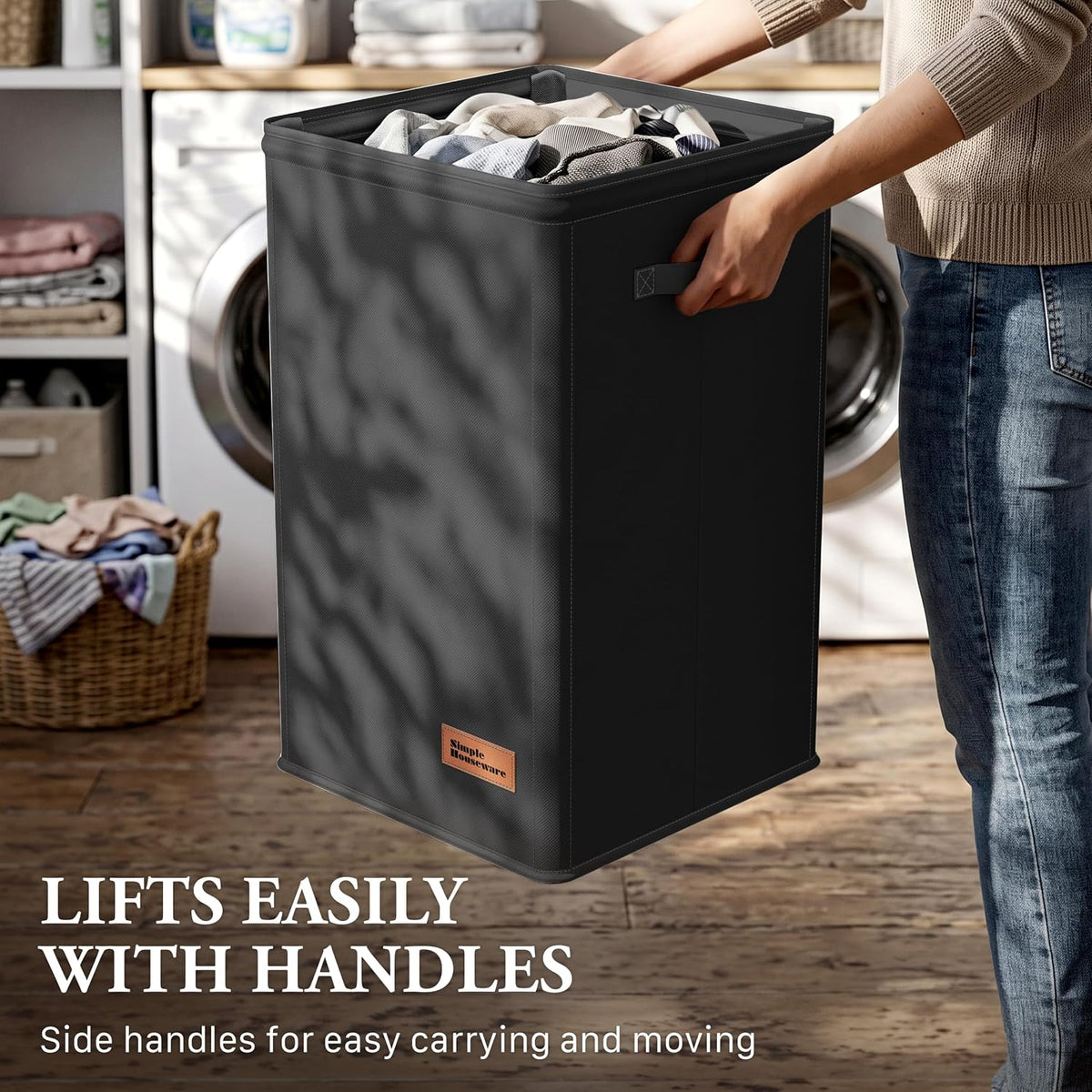 Simple Houseware Foldable Closet Laundry Hamper Basket, Black
