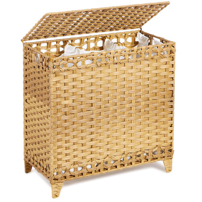 Laundry Hamper with 3 Removable Liner Bags, 132L Laundry Sorter with Lid