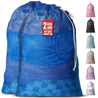 Handy Laundry XL Heavy Duty Mesh Laundry Bag 24x36 in, Drawstring Purple