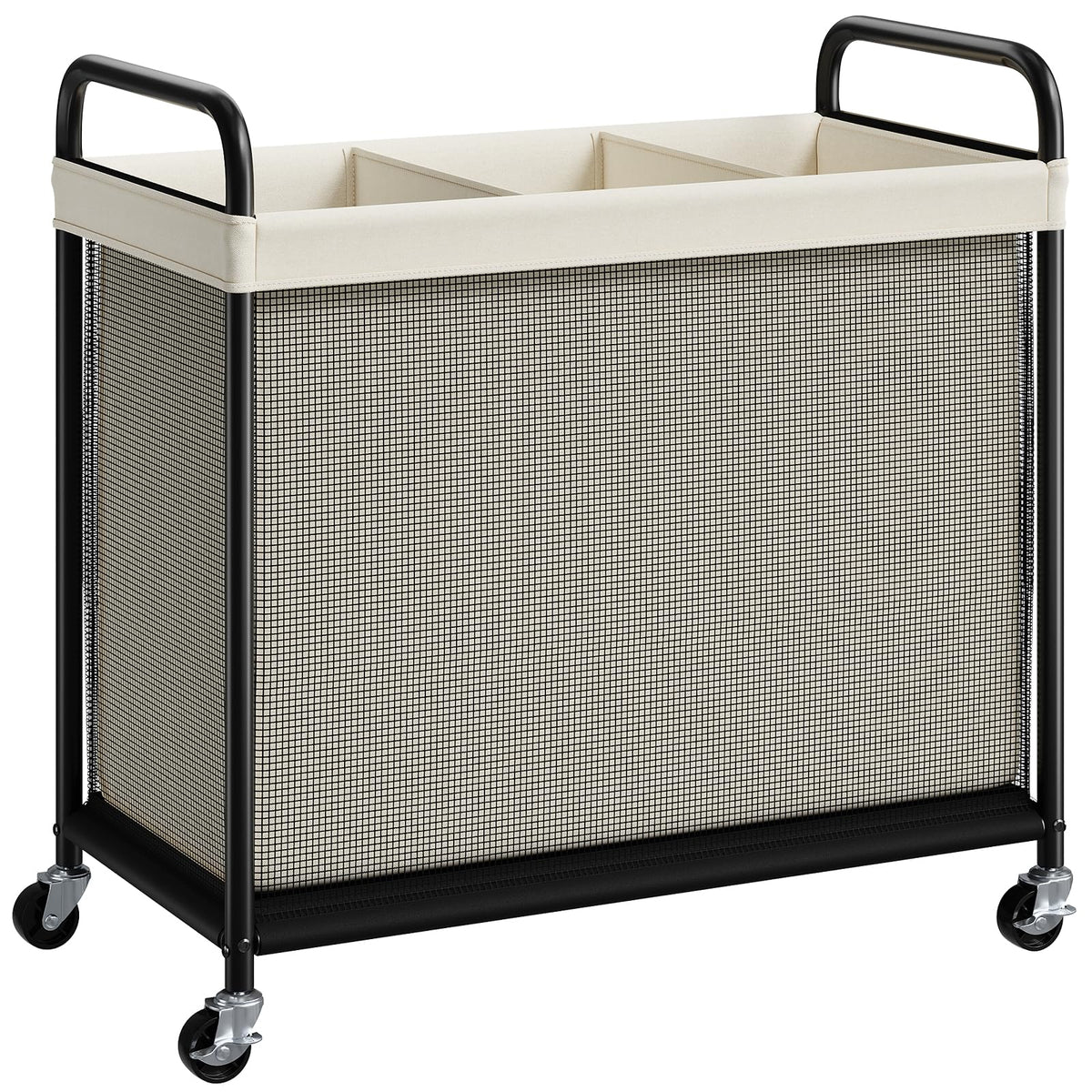 ELYKEN Laundry Hamper 2 Section, 100L Rolling Laundry Sorter with Wheels