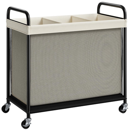 ELYKEN Laundry Hamper 2 Section, 100L Rolling Laundry Sorter with Wheels