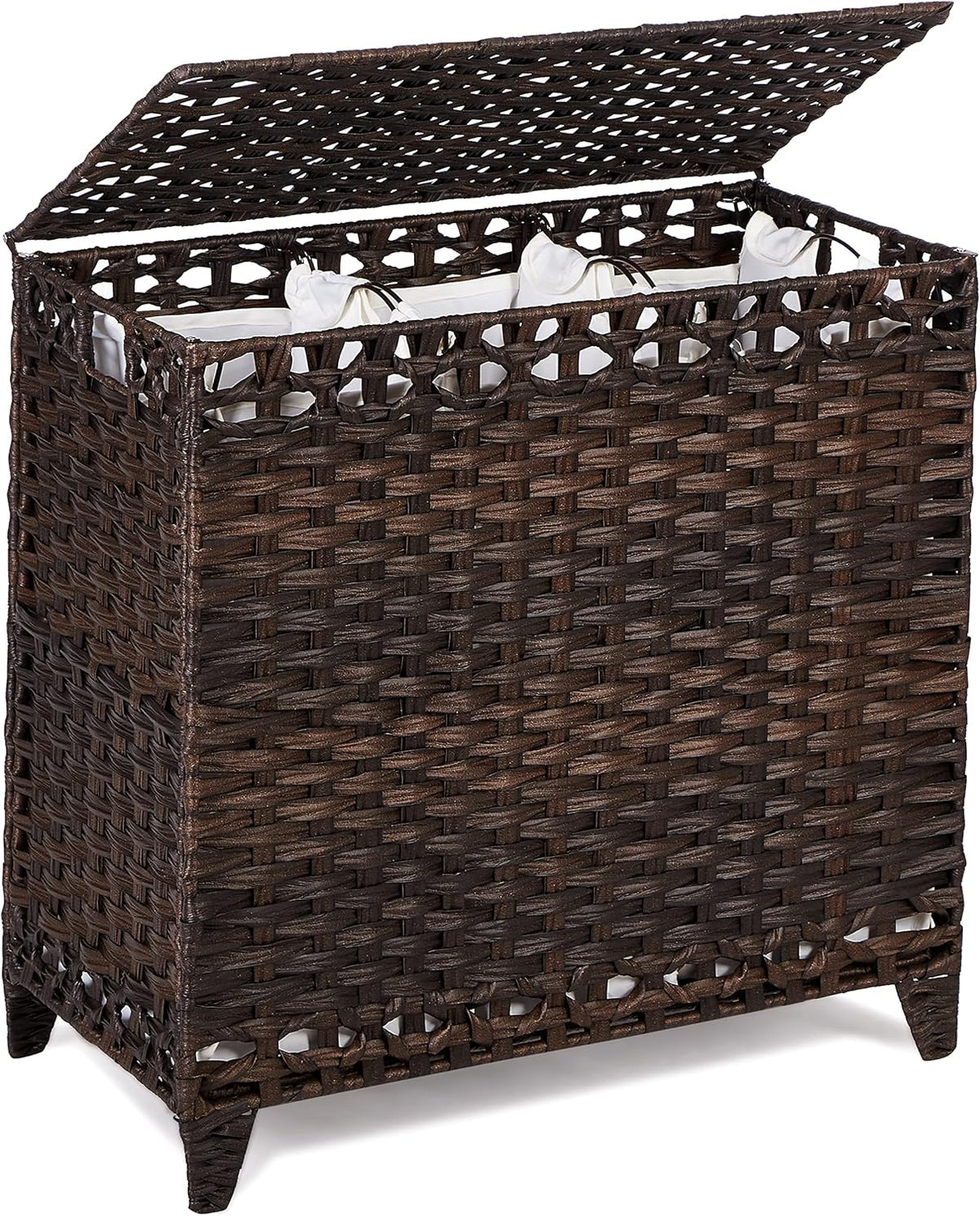 Laundry Hamper with 3 Removable Liner Bags, 132L Laundry Sorter with Lid