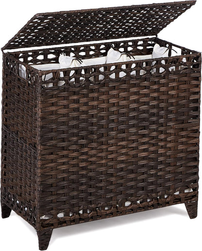 Laundry Hamper with 3 Removable Liner Bags, 132L Laundry Sorter with Lid