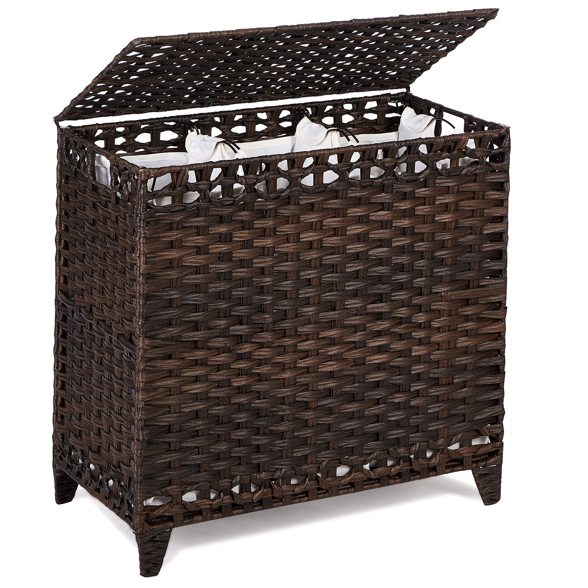 Laundry Hamper with 3 Removable Liner Bags, 132L Laundry Sorter with Lid