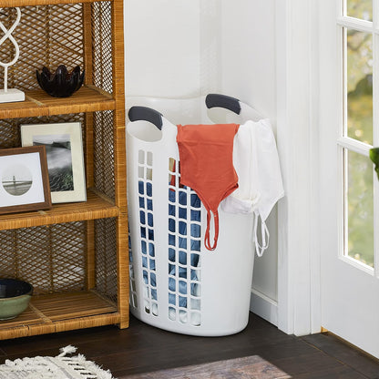 Gracious Living Easy Carry Flex Collapsible Laundry Hamper, White, 3-Pack