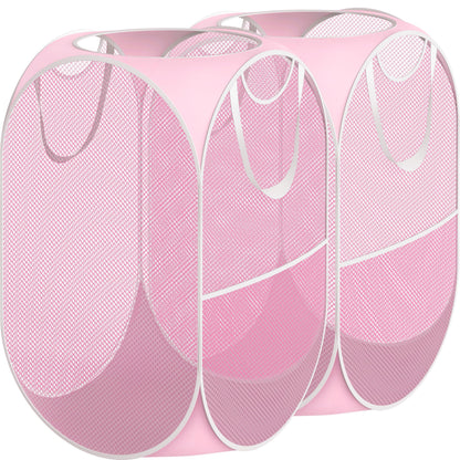 Simple Houseware Mesh Pop-Up Laundry Hamper with Side Pocket, 2 Pack