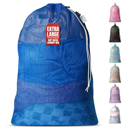Handy Laundry XL Heavy Duty Mesh Laundry Bag 24x36 in, Drawstring Purple