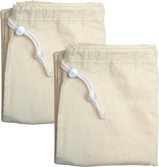 Simple Houseware Extra Large Natural Cotton Laundry Bag (28" x 36"), 2 Pack