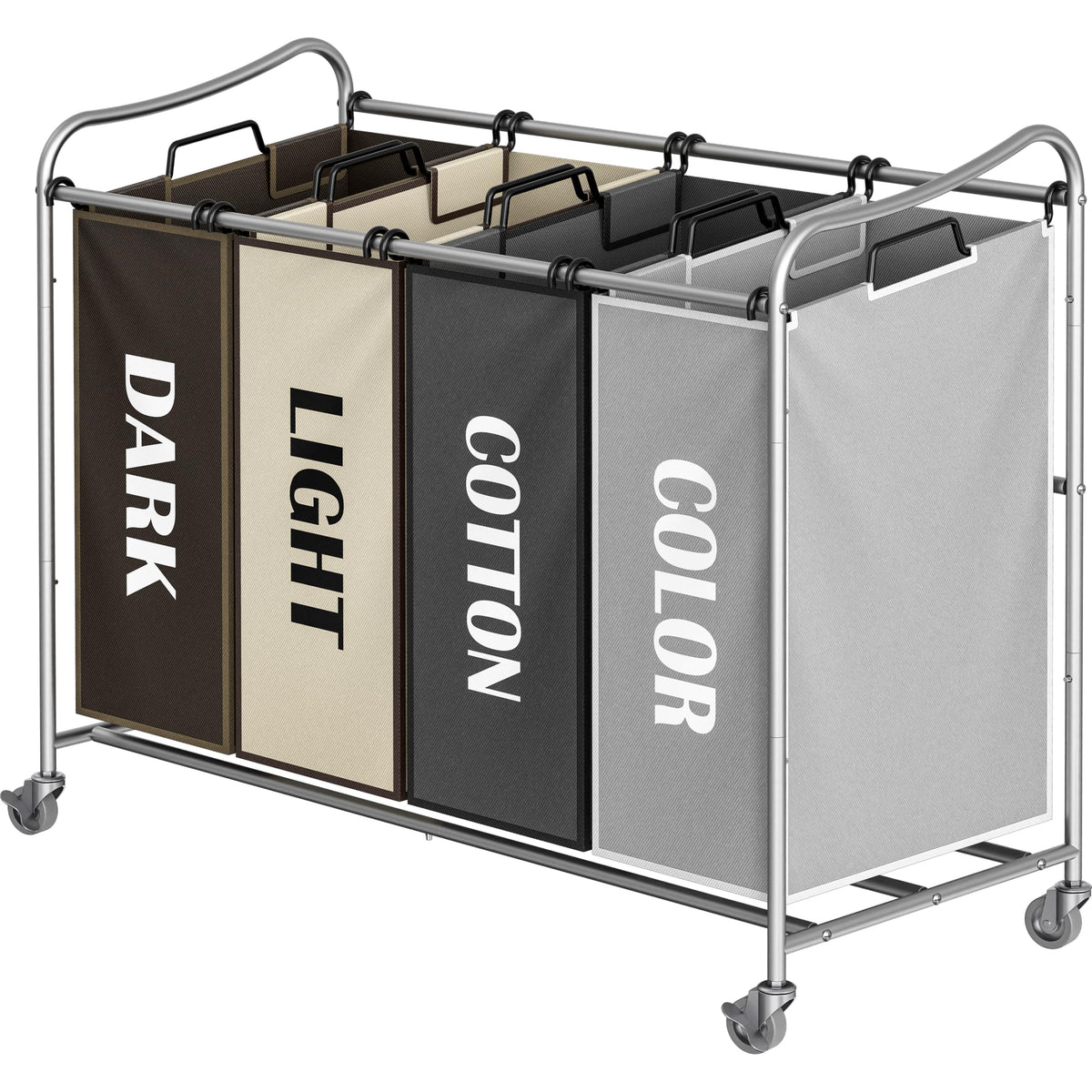 Simple Houseware 4-Bag Heavy Duty Laundry Sorter Rolling Cart, Dark Grey