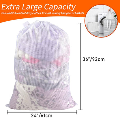 Polecasa Extra Heavy Duty Diamond Mesh Laundry Bag, 24x36", White