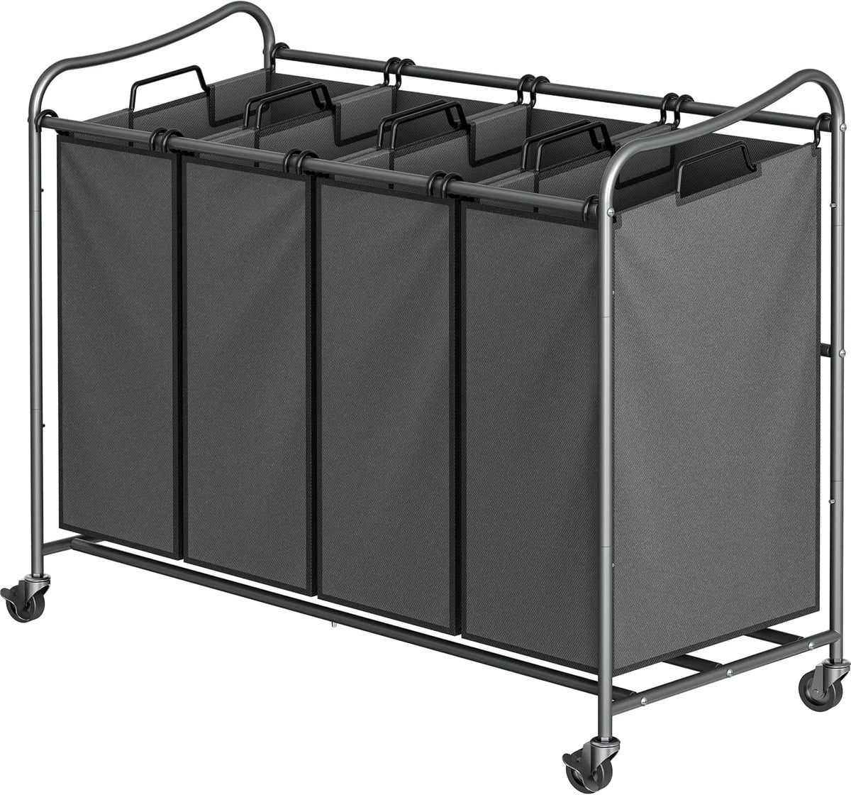 Simple Houseware 4-Bag Heavy Duty Laundry Sorter Rolling Cart, Dark Grey