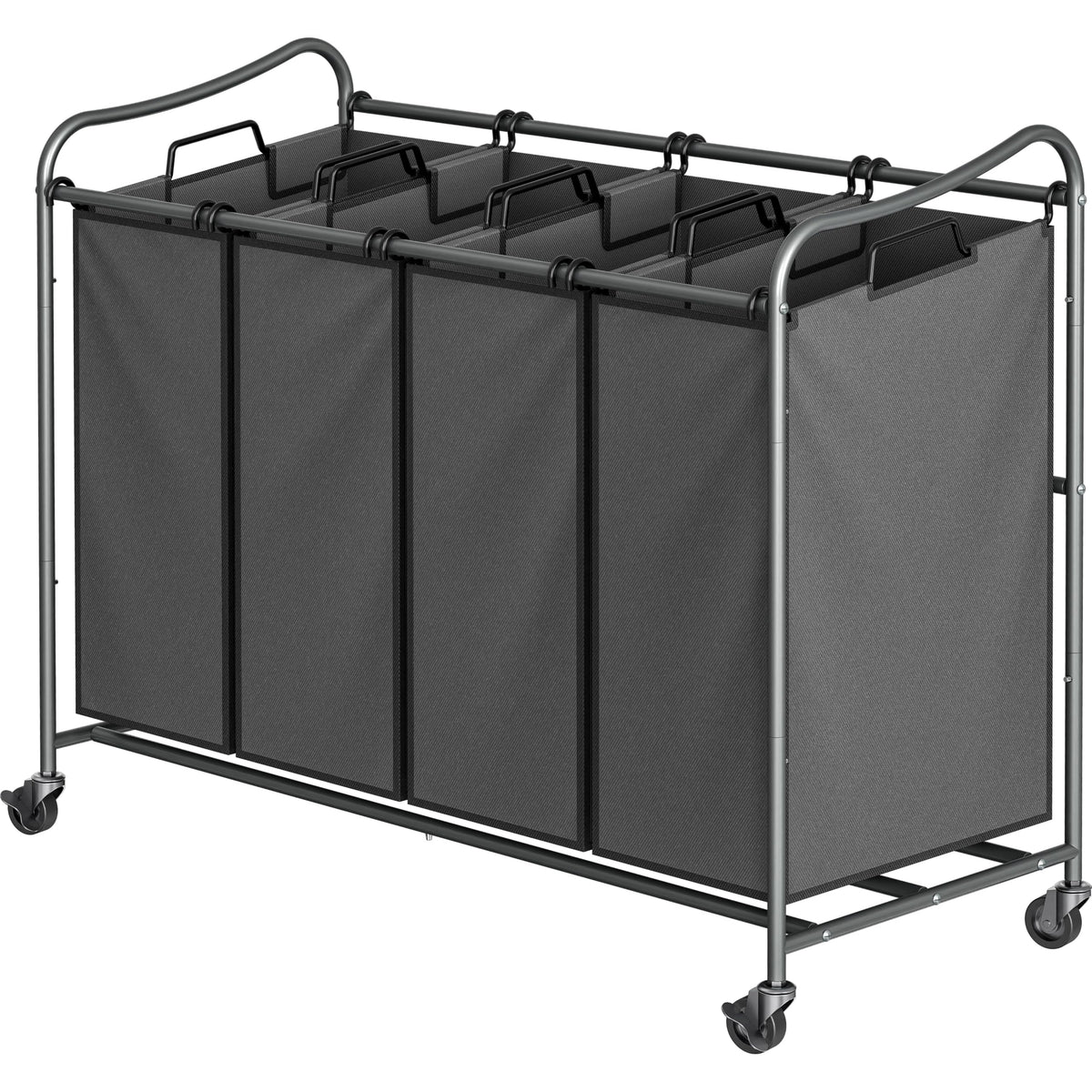 Simple Houseware 4-Bag Heavy Duty Laundry Sorter Rolling Cart, Dark Grey
