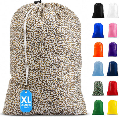 Handy Laundry XL Nylon Laundry Bag 30"x40", 60 lb Capacity, Leopard