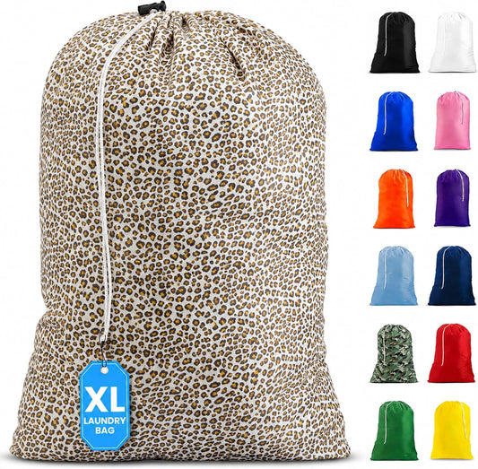 Handy Laundry XL Nylon Laundry Bag 30"x40", 60 lb Capacity, Leopard
