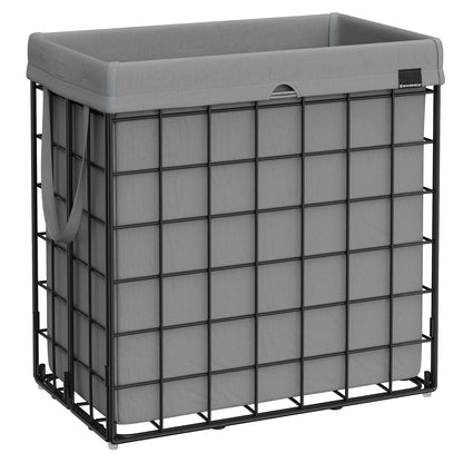 SONGMICS Laundry Hamper, 23.8 Gal. (90L) Laundry Basket, Collapsible Clothes Hamper, Black and White ULCB190W01