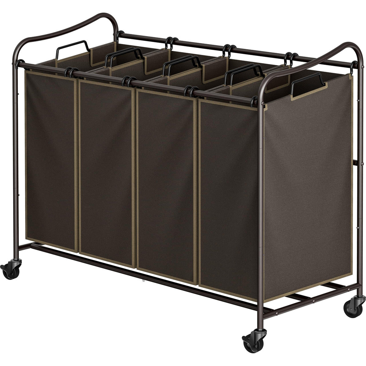 Simple Houseware 4-Bag Heavy Duty Laundry Sorter Rolling Cart, Dark Grey