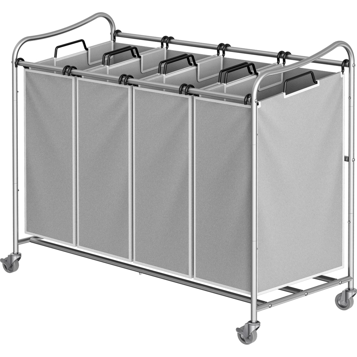 Simple Houseware 4-Bag Heavy Duty Laundry Sorter Rolling Cart, Dark Grey