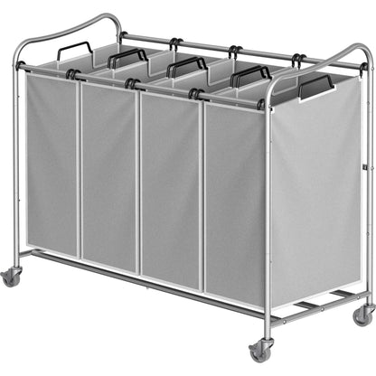 Simple Houseware 4-Bag Heavy Duty Laundry Sorter Rolling Cart, Dark Grey
