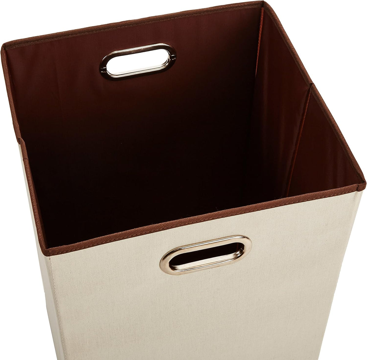 Amazon Basics Rectangular Foldable Laundry Basket Hamper, Beige/Brown
