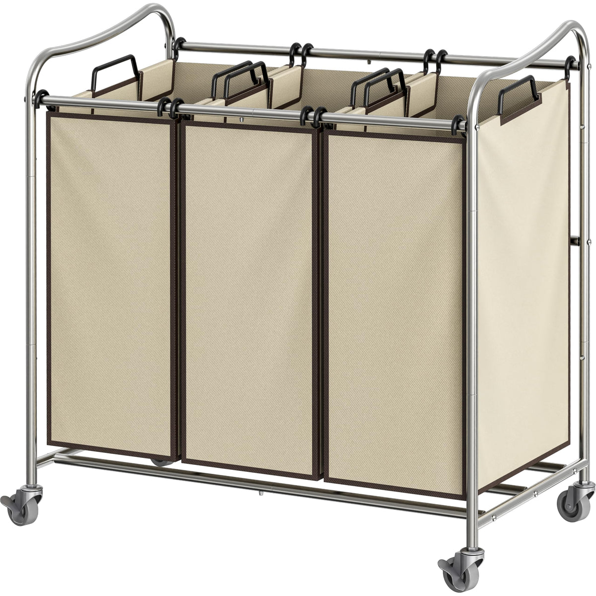 Simple Houseware Heavy Duty 3-Bag Laundry Sorter Rolling Cart, Assorted
