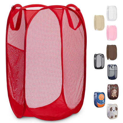 Handy Laundry Mesh Pop-Up Hamper Collapsible with Side Pocket 2-Pack