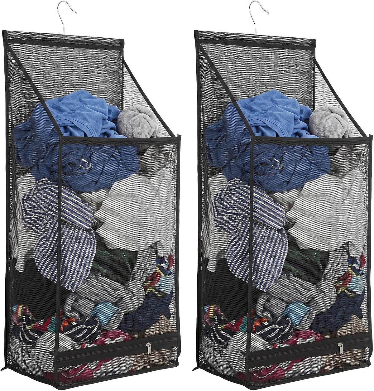 2 Pack Hanging Foldable Mesh Laundry Hamper